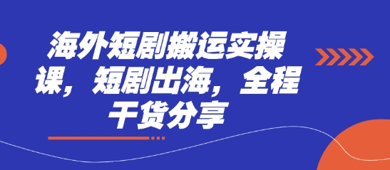 海外短剧搬运实操课，短剧出海，全程干货分享-小白网创