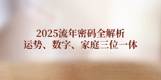 （14466期）2025流年密码全解析，运势、数字、家庭三位一体-小白网创