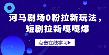 河马剧场0粉拉新玩法，短剧拉新嘎嘎爆-小白网创
