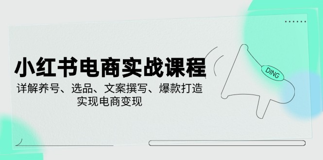 （14549期）小红书电商实战课程，详解养号、选品、文案撰写、爆款打造，实现电商变现-小白网创