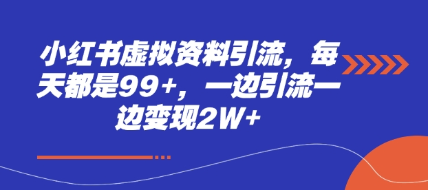 小红书虚拟资料引流，每天都是99+，一边引流一边变现2W+-小白网创