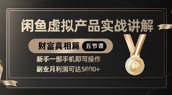 精品！闲鱼虚拟产品实战讲解，新手一部手机即可操作，副业月利润可达5k+-小白网创