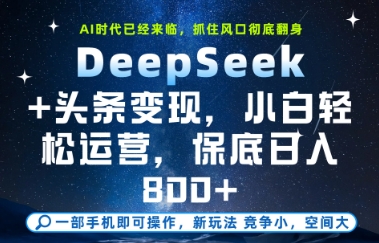 DeepSeek+头条变现，保姆级教学，小白轻松上手，日入8张+【揭秘】-小白网创