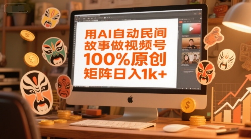 用AI自动民间故事做视频号，100%原创，矩阵日入1k+-小白网创