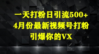 一天打粉日引流500+，4月份最新视频号打粉，引爆你的微信-小白网创