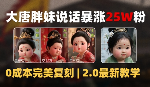 AI大唐胖贵妃说话2.0，40条视频暴涨40w粉，附独家变现攻略-小白网创
