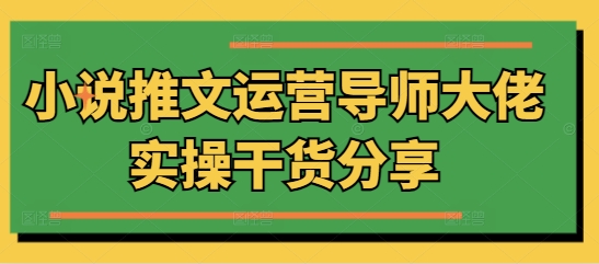 小说推文运营导师大佬实操干货分享-小白网创