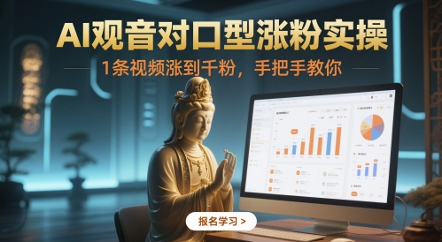 AI观音对口型涨粉实操，1条视频涨到千粉，手把手教你-小白网创