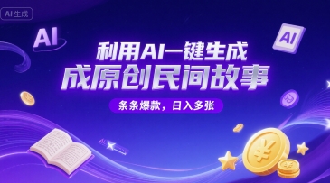 利用AI一键生成原创民间故事，无限制生成，条条爆款，日入多张-小白网创