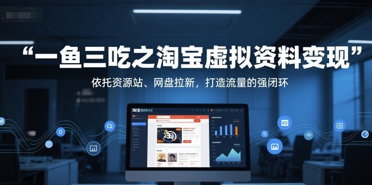 一鱼三吃之淘宝虚拟资料变现，依托资源站、网盘拉新，打造流量的强闭环-小白网创
