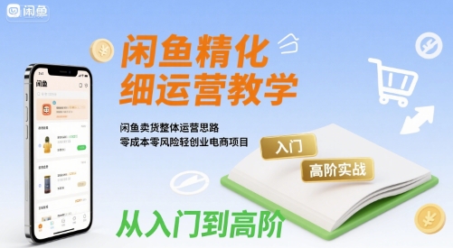 闲鱼精细化运营入门+高阶实战教学，闲鱼卖货整体运营思路，零成本零风险轻创业电商项目-小白网创