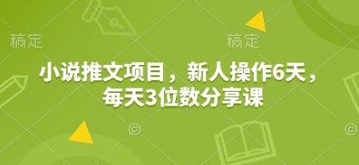 小说推文项目，新人操作6天，每天3位数分享课-小白网创