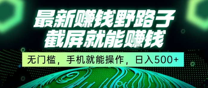 最新野路子截屏就能挣钱，无门槛，手机就能操作，日入5张【揭秘】-小白网创