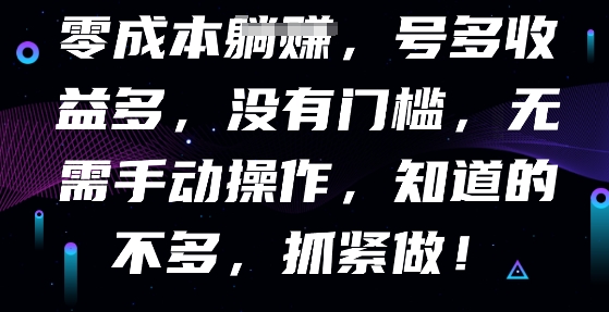 零成本全自动，号多收益多，没有门槛，无需手动-小白网创