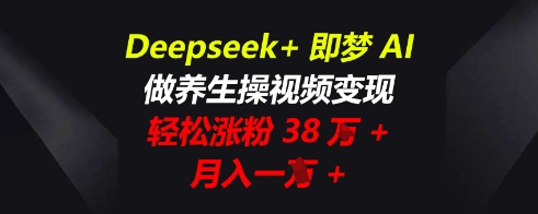 Deepseek+即梦AI，做养生操视频变现，轻松涨粉38W+，月入一W+-小白网创