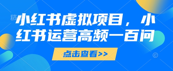 小红书虚拟项目，小红书运营高频一百问【文档】-小白网创