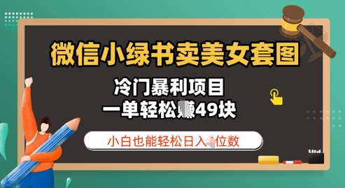 微信小绿书卖美女套图，冷门暴利项目，一单轻松挣49块，小白也能轻松日入3位数-小白网创