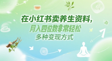 在小红书卖养生资料，月入四位数非常轻松，多种变现方式-小白网创