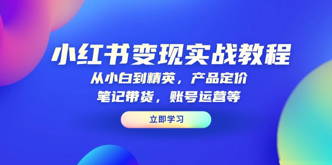 （13923期）小红书变现实战教程：从小白到精英，产品定价，笔记带货，账号运营等-小白网创