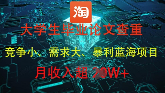 大学生毕业论文查重，暴利蓝海项目，月收入过1W+-小白网创