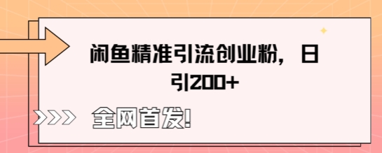 闲鱼精准引流创业粉，轻松日引200+-小白网创