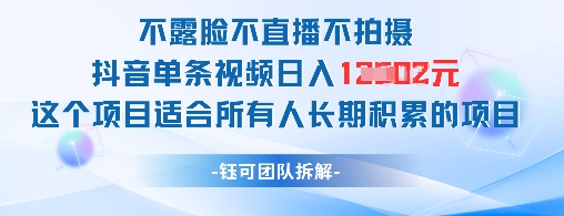 不露脸不直播不拍摄抖音单条视频日入1k+这个项目适合所有人长期积累的项目-小白网创