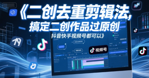 短视频二创去重剪辑法，搞定二创作品过原创，抖音快手视频号都可以-小白网创
