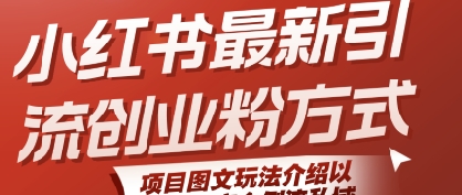 小红书最新引流创业粉方式，项目图文玩法介绍以及如何安全倒流私域-小白网创