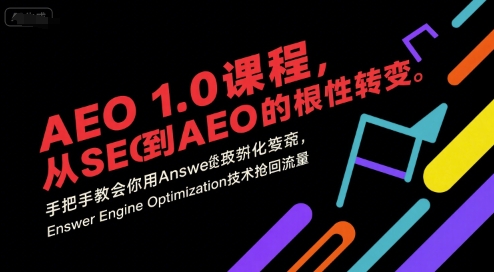 AEO 1.0 课程，从SEO到AE0的基命性转变，手把手教会你用AnswerEngineOptimization技术抢回流量-小白网创