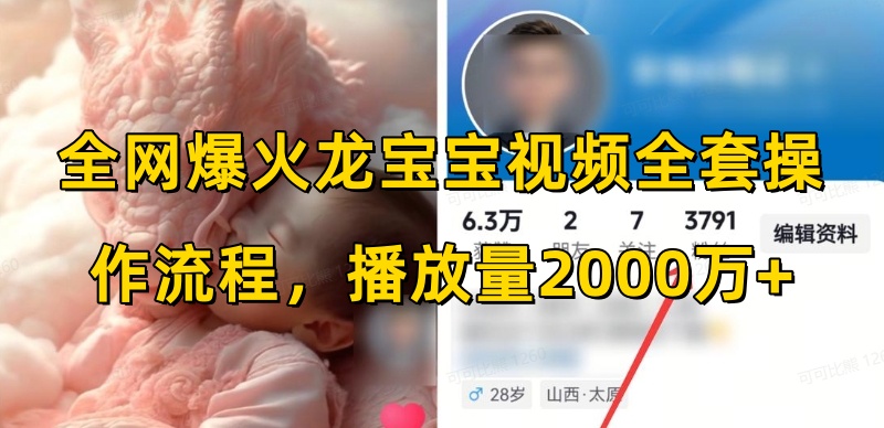 全网爆火龙宝宝视频全套操作流程，播放量2000万+-小白网创