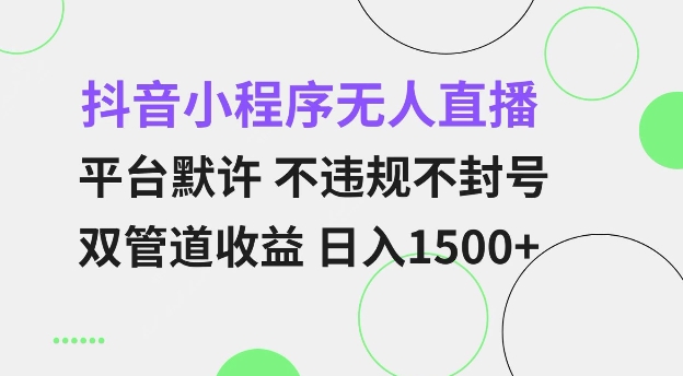 抖音小程序无人直播 平台默许 不违规不封号 双管道收益 日入多张 小白也能轻松操作【揭秘】-小白网创