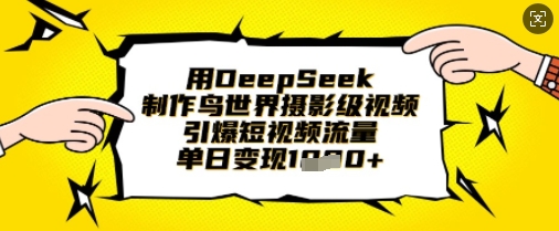 用DeepSeek制作鸟世界摄影级视频，引爆短视频流量，单日变现1k-小白网创
