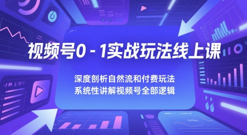 视频号0-1实战玩法线上课，深度剖析自然流和付费玩法，统性讲解视频号全部逻辑-小白网创