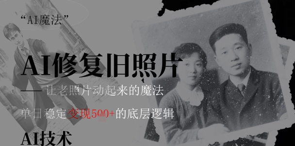 AI 魔法：让泛黄旧照变成朋友圈爆款视频，私域转化率提升50%，单日变现5张-小白网创