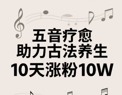 古法五音养生教程，五音疗愈的视频的制作方法，2-4小时就能学会，作者10天涨粉10W-小白网创