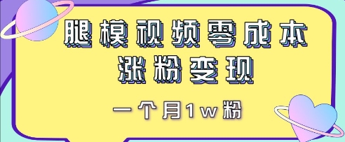 腿模视频，零成本涨粉变现，一个月1w粉-小白网创