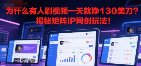 为什么有人刷视频一天就挣130美刀？揭秘矩阵IP网创玩法!-小白网创