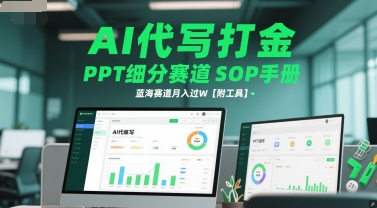 AI代写打金，PPT细分赛道SOP手册，蓝海赛道月入过W【附工具】-小白网创
