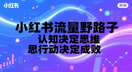 小红书流量野路子，认知决定思维，思维决定行动，行动决定成败-小白网创
