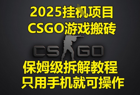 2025挂G项目，CSGO游戏搬砖，保姆级拆解教程，只用手机就可操作【揭秘】-小白网创