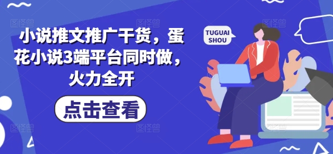 小说推文推广干货，蛋花小说3端平台同时做，火力全开-小白网创