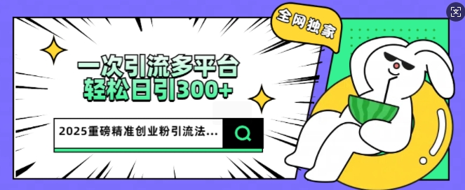 2025重磅全网独家引流法，一次多平台，轻松日引300+精准创业粉-小白网创