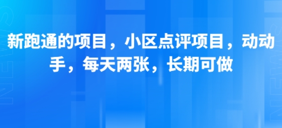 新跑通的项目，小区点评项目，动动手，每天两张，长期可做-小白网创