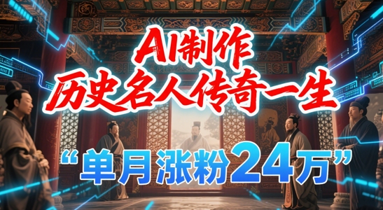 暴力起号！用AI制作历史名人传奇一生，单月涨粉24W，涨粉+变现赛道黑马来了-小白网创