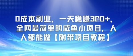 0成本副业，一天稳入3张，全网最简单的咸鱼小项目，人人都能做【附带项目教程】-小白网创