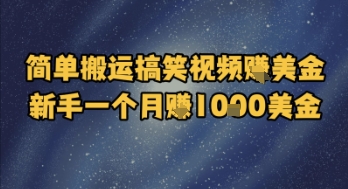简单搬运搞笑视频挣美金，新手一个月入1k美金-小白网创