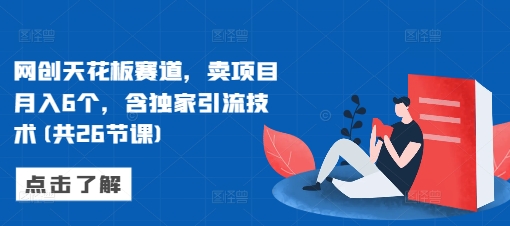 网创天花板赛道，卖项目月入6个，含独家引流技术(共26节课)-小白网创