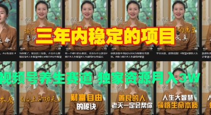 三年内稳定的项目 视频号养生赛道 独家资源月入过W-小白网创