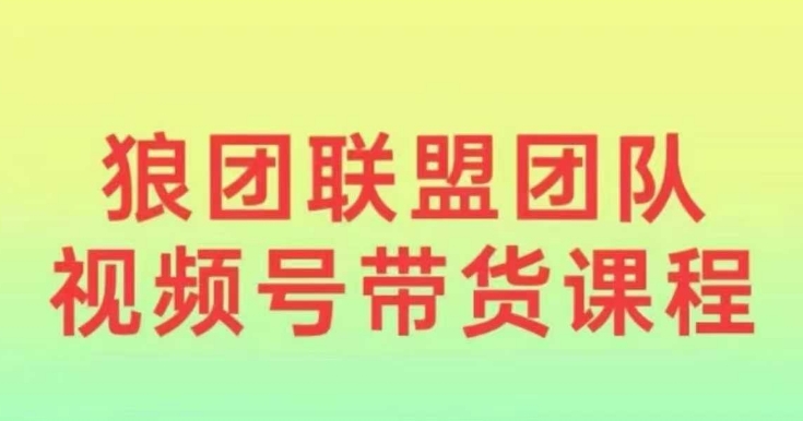 狼团联盟2024视频号带货，0基础小白快速入局视频号-小白网创