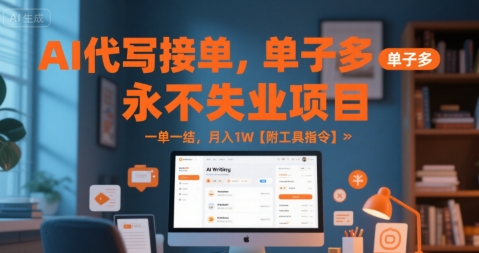 AI代写接单，永不失业项目，单子多，一单一结，月入1W【附工具指令】-小白网创